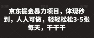 京东掘金暴力项目，体现秒到，人人可做，轻轻松松3-5张每天，干干干【揭秘】-沐风资源库