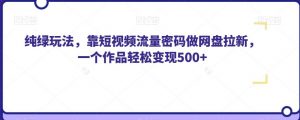 纯绿玩法，靠短视频流量密码做网盘拉新，一个作品轻松变现500+【揭秘】-沐风资源库