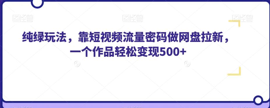 纯绿玩法，靠短视频流量密码做网盘拉新，一个作品轻松变现500+【揭秘】-沐风资源库