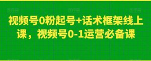 视频号0粉起号+话术框架线上课，视频号0-1运营必备课-沐风资源库