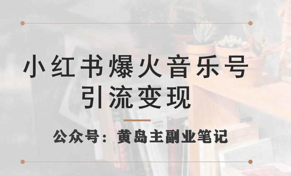 小红书爆火音乐号引流变现项目，视频版一条龙实操玩法分享给你-沐风资源库
