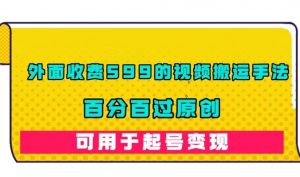 外面收费599的视频搬运手法，百分百过原创，可用起号变现【揭秘】-沐风资源库
