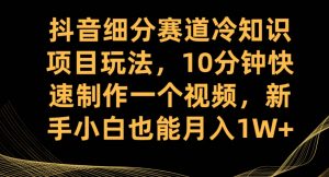 抖音细分赛道冷知识项目玩法，10分钟快速制作一个视频，新手小白也能月入1W+【揭秘】-沐风资源库