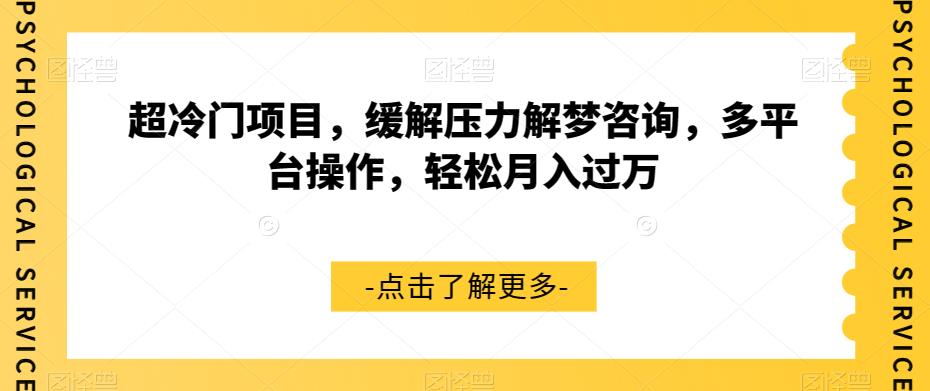 超冷门项目，缓解压力解梦咨询，多平台操作，轻松月入过万【揭秘】-沐风资源库