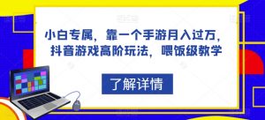 小白专属，靠一个手游月入过万，抖音游戏高阶玩法，喂饭级教学-沐风资源库