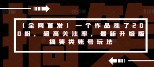 【全网首发】一个作品涨了200粉，超高关注率，最新升级版搞笑类账号玩法-沐风资源库
