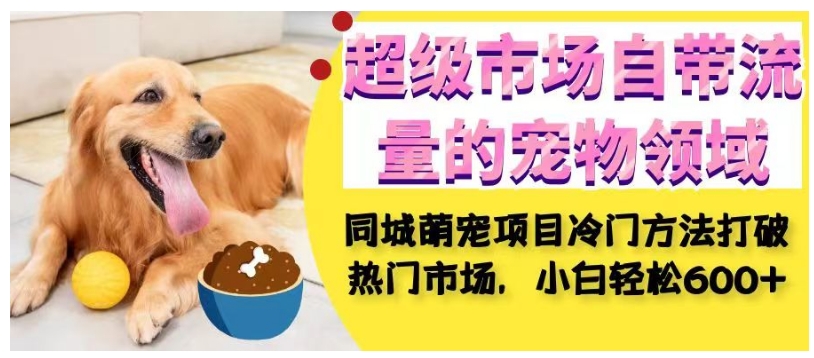 超级市场自带流量的宠物领域，同城萌宠项目冷门方法打破热门市场，小白轻松600+-沐风资源库