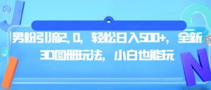 男粉引流2.0，轻松日入500+，全新3D图册玩法，小白也能玩【揭秘】-沐风资源库