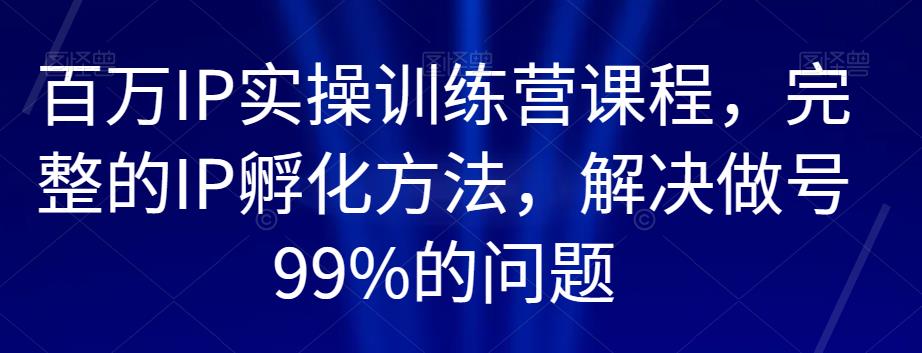 百万IP实操训练营课程,完整的IP孵化方法,解决做号99%的问题-沐风资源库