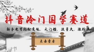 抖音冷门国学赛道，新手也可轻松变现，无门槛，流量大，涨粉快-沐风资源库
