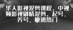 华人影视混剪课程，中视频影视剧情混剪，起号、养号、快速热门-沐风资源库