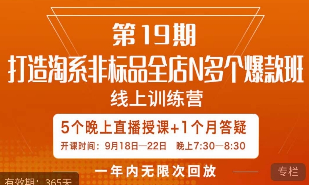 打造淘系非标全店N多个爆款线上课，​5天直播课-沐风资源库