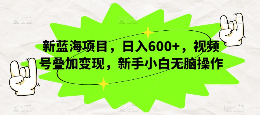 新蓝海项目，日入600+，视频号叠加变现，新手小白无脑操作【揭秘】-沐风资源库