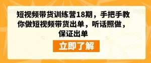 短视频带货训练营18期，手把手教你做短视频带货出单，听话照做，保证出单-沐风资源库