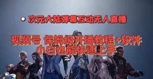 视频号次元大陆弹幕互动无人直播，视频号保姆级开播教程+软件，小白也能快速上手-沐风资源库