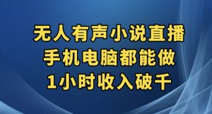 抖音无人有声小说直播，手机电脑都能做，1小时收入破千【揭秘】-沐风资源库