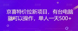 京喜特价拉新新玩法，有台电脑就可以操作，单人一天500+【揭秘】-沐风资源库