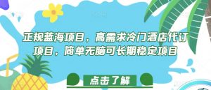 正规蓝海项目，高需求冷门酒店代订项目，简单无脑可长期稳定项目【揭秘】-沐风资源库