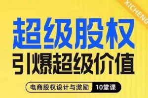 超级股权引爆超级价值,电商股权设计与激励10堂线上课-沐风资源库