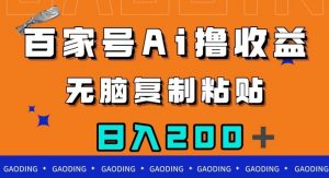 百家号AI撸收益，无脑复制粘贴，小白轻松掌握，日入200＋【揭秘】-沐风资源库