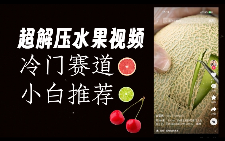 超冷门抖音赛道，水果解压视频0风险，非常容易爆火【揭秘】-沐风资源库