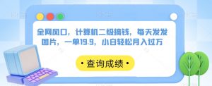 全网风口，计算机二级搞钱，每天发发图片，一单19.9，小白轻松月入过万【揭秘】-沐风资源库