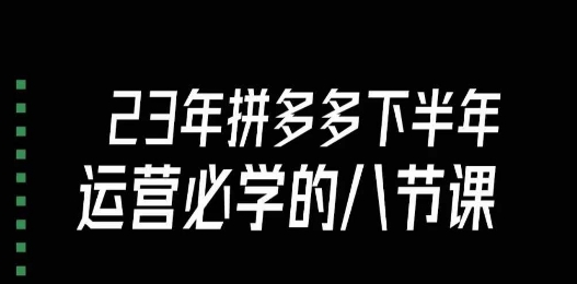大牙·23年下半年拼多多运营必学的八节课（18节完整）-沐风资源库