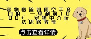 宠物赛道如何空手套白狼，一单利润1000+，宠物中介玩法思路教学【揭秘】-沐风资源库