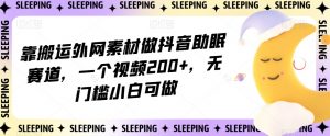 靠搬运外网素材做抖音助眠赛道，一个视频200+，无门槛小白可做【揭秘】-沐风资源库