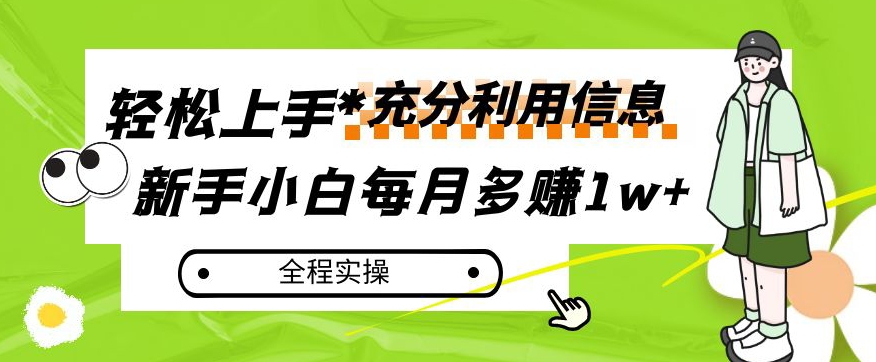 每月多赚1w+，新手小白如何充分利用信息赚钱，全程实操！【揭秘】-沐风资源库