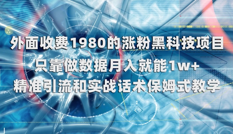 外面收费1980的涨粉黑科技项目，只靠做数据月入就能1w+【揭秘】-沐风资源库