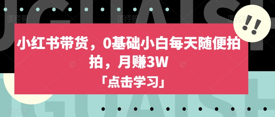 小红书带货，0基础小白每天随便拍拍，月赚3W【揭秘】-沐风资源库