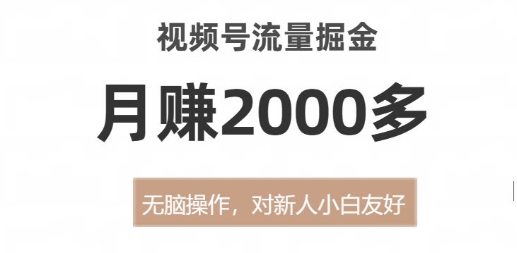 视频号流量掘金，无脑操作，对新人小白友好，月赚2000多【揭秘】-沐风资源库