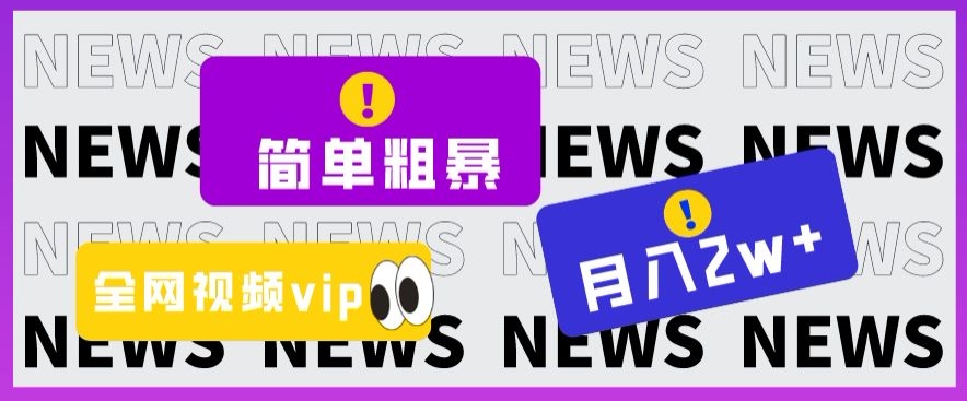 简单粗暴零成本，高回报，全网视频VIP掘金项目，月入2万＋【揭秘】-沐风资源库