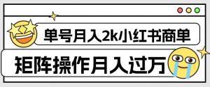 外面收费1980的小红书商单保姆级教程，单号月入2k，矩阵操作轻松月入过万-沐风资源库