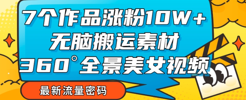 7个作品涨粉10W+，无脑搬运素材，全景美女视频爆款玩法分享【揭秘】-沐风资源库