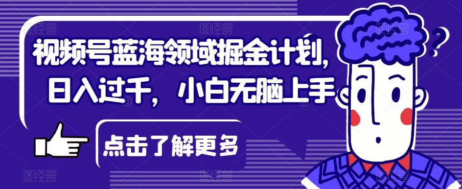 视频号蓝海领域掘金计划，日入过千，小白无脑上手【揭秘】-沐风资源库