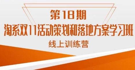 南掌柜·淘系双11活动策划和落地方案线上课18期-沐风资源库