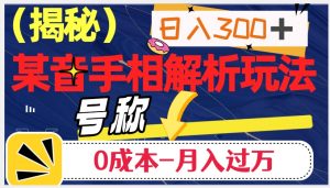 日入300+的，抖音手相解析玩法，号称0成本月入过万（揭秘）-沐风资源库