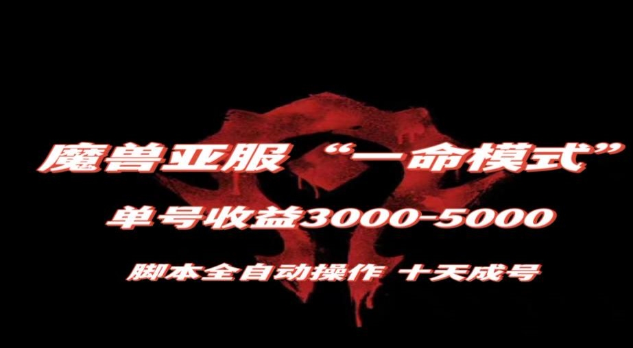 魔兽亚服一命模式，10天成号-单号3千-5千，脚本全自动操作，保姆级教学【揭秘】-沐风资源库