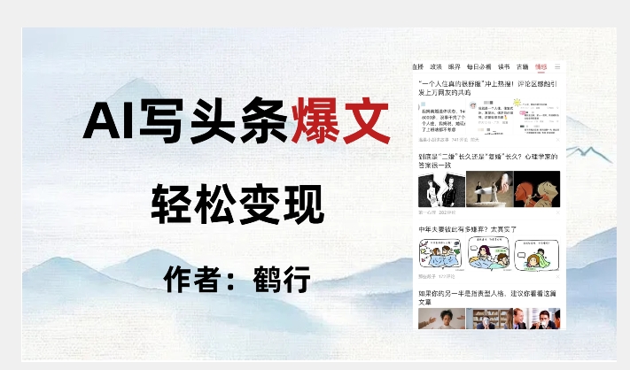 暴力拆解AI写头条爆文，轻松日入500+-沐风资源库