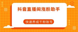 抖音直播间涨粉助手，快速养成千粉账号-沐风资源库