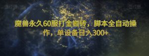 魔兽永久60服打金搬砖，脚本全自动操作，单设备日入300+【揭秘】-沐风资源库