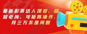 最新影票达人项目，稳如老狗，可矩阵操作，月三万不是问题【揭秘】-沐风资源库