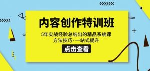 内容创作·特训班：5年实战经验总结出的精品系统课方法技巧·一站式提升-沐风资源库