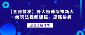 【全网首发】各大极速版拉新大一统玩法视频课程，思路讲解【揭秘】-沐风资源库