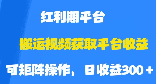 搬运视频获取平台收益，平台红利期，附保姆级教程【揭秘】-沐风资源库