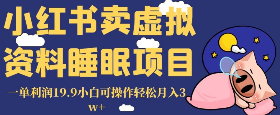 小红书卖虚拟资料睡眠项目，一单利润19.9小白可操作轻松月入3w+【揭秘】-沐风资源库