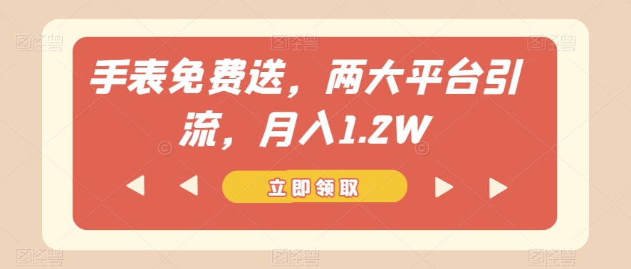 手表免费送,两大平台引流,月入1.2W【揭秘】-沐风资源库