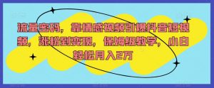流量密码，靠情感视频引爆抖音短视频，涨粉到变现，保姆级教学，小白轻松月入2万【揭秘】-沐风资源库